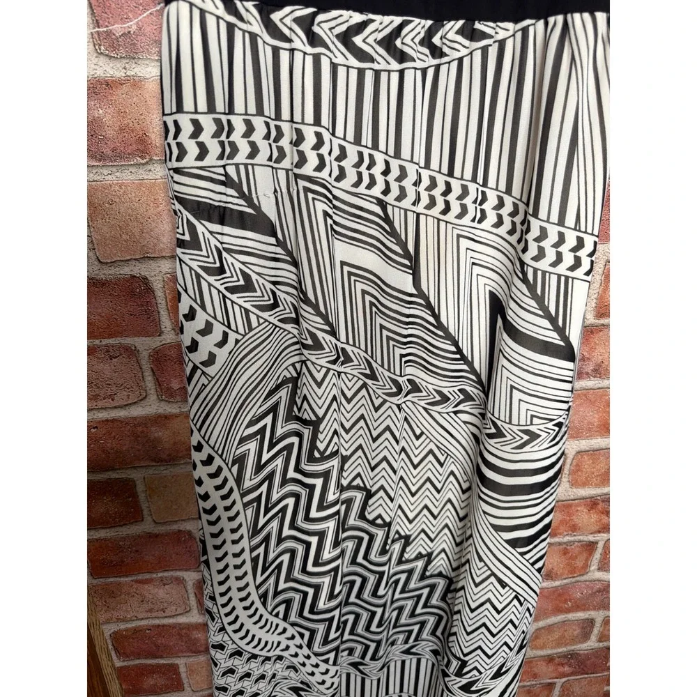 Flying Tomato‎ Embroidered Geometric Tribal Print Maxi Dress Black White Medium